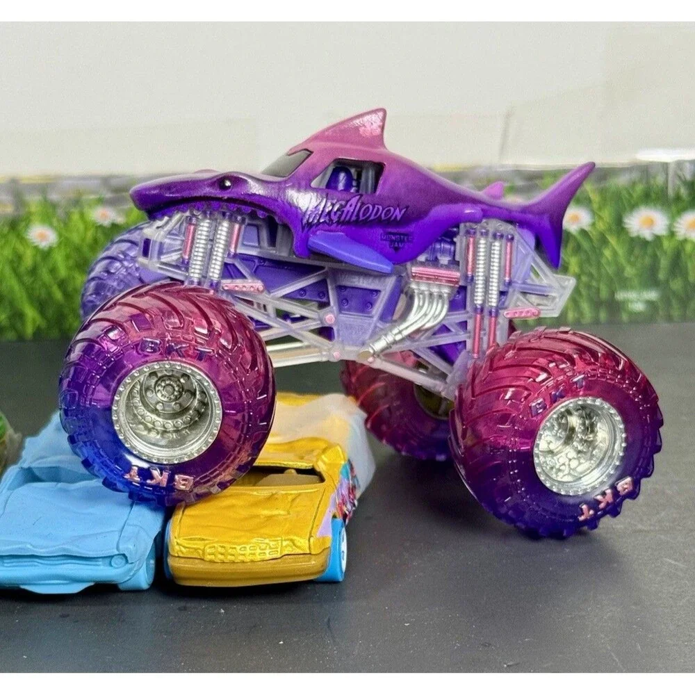 Custom Monster Jam Megalodon Pink & Purple Sherbet 2 Tone Ghost Tires Truck